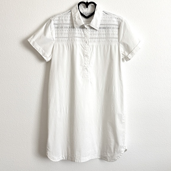 Cupcakes & Cashmere White Embroidered Cotton Collared Shirttail Mini Dress Sz S - Picture 2 of 9